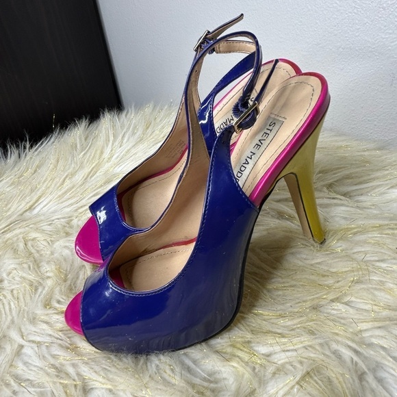 Steve Madden P-Evan Patent High Heel Slingback‎ Strap Open Toe 6 - Picture 5 of 11